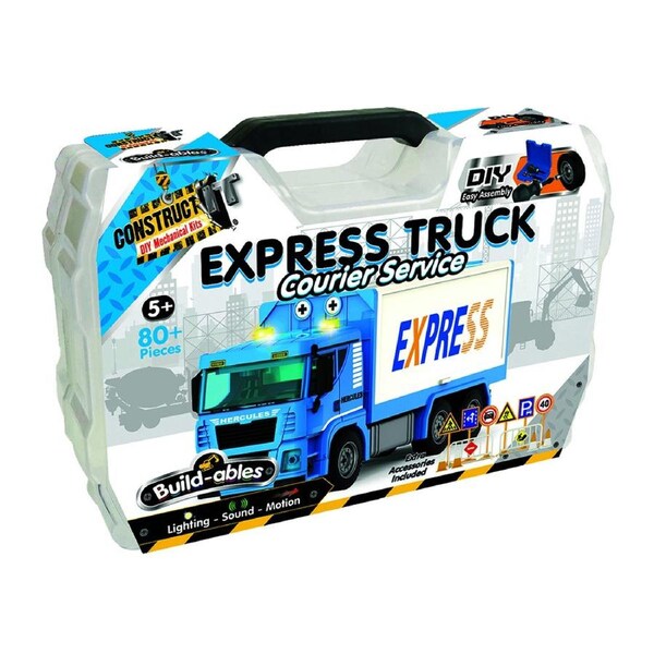 80pc Construct IT Buildables Express Truck DIY Toy Set w/ Case Build Kit Kids 5+