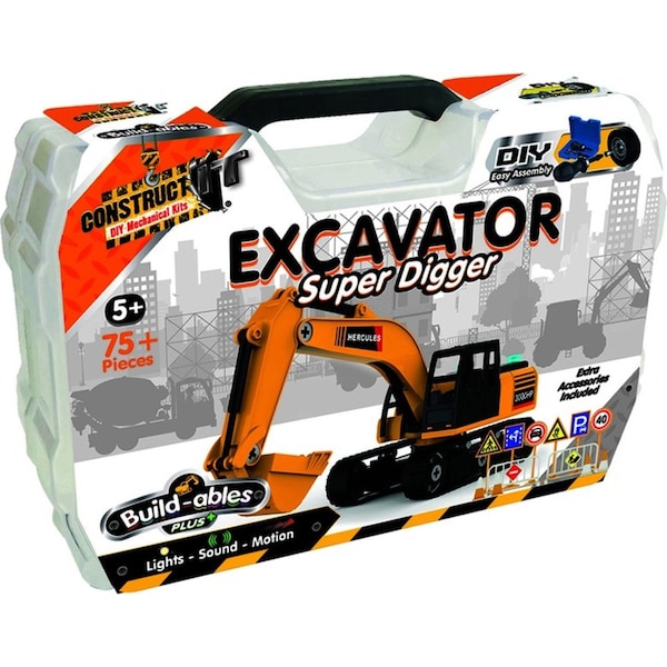 75pc Construct IT Buildables Excavator DIY Assembly Toy Set w/ Case Kit Kids 5+