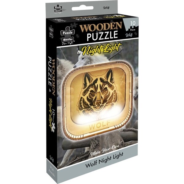 10pc Puzzle Master Night Light 3D Wooden Puzzle Set Animal Kids/Family 8y+ Wolf