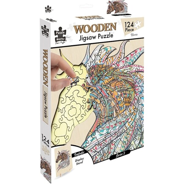 124pc Puzzle Master Series-2 Wooden Jigsaw Puzzle w/ Stand Set Kids 8y+ Horse