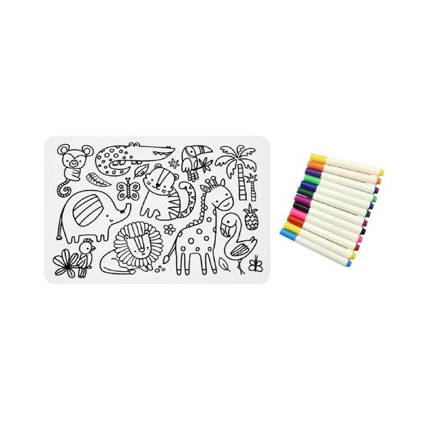 Playette Silicone Paint Fun Pad w/Erasable Pens Baby Activity Toy Forest 3y+