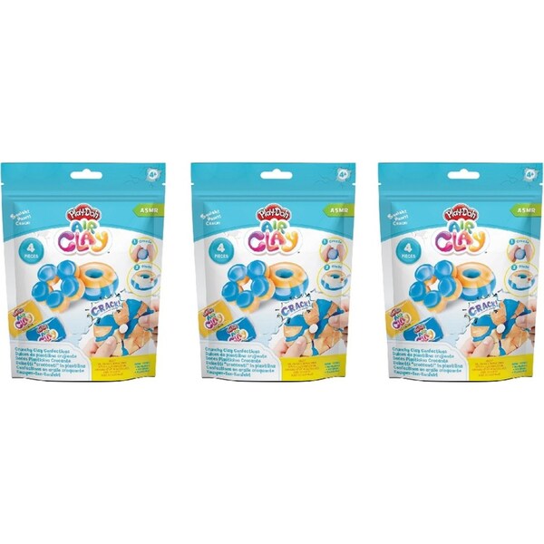 3x 4pc Play-Doh Crunchy Air Clay Blue Donut Set Kids/Children DIY Sensory Toy 3+