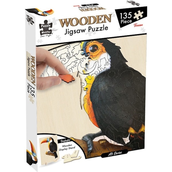 135pc Puzzle Master A3 Shaped Wooden Jigsaw Puzzle w/ Stand Set Kids 8y+ Toucan