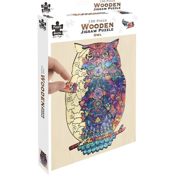 130pc Puzzle Master Series-1 Wooden Jigsaw Puzzle w/ Stand Set Kids 8y+ Owl