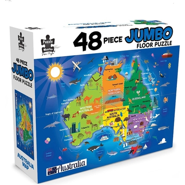 48pc Puzzle Master Jumbo Floor Aussie Map Jigsaw Puzzle Play Kids/Children 3y+