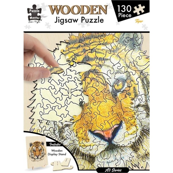 130pc Puzzle Master A3 Shaped Wooden Jigsaw Puzzle w/ Stand Set Kids 8y+ Tiger
