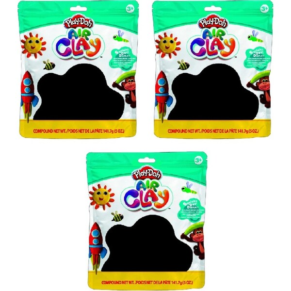 3x Play-Doh 5oz Air Clay Kids/Children Art Craft Fun Play Creative Toy 3y+ Black