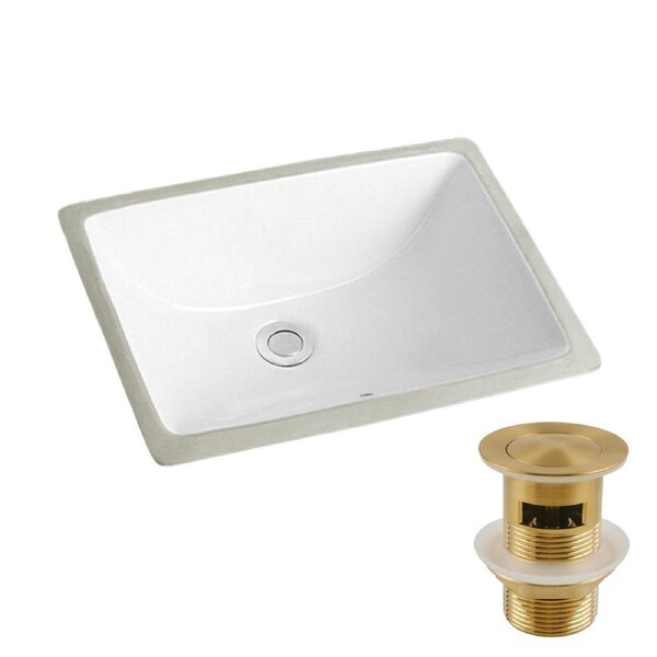 ACA 46x33CM Ceramic Basin Bathroom Vanity Basin Hand Wash Bowl Sink Undermount Sink With Pop Up Waste Set