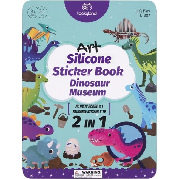 Tooky Toy Silicone Sticker Kids Interactive Activity Book Dinosaur Museum 3+