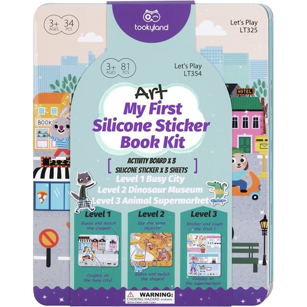 Tooky Toy 31cm Silicone Sticker Kids Interactive Activity Book Toy Busy City 3+