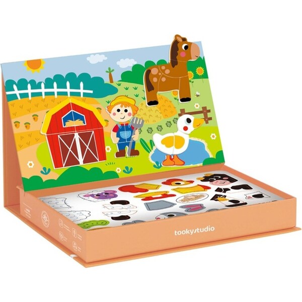 Tooky Toy Magnetic Puzzle Pieces Kids/Children Toy Travel Playset Box Farm 3+