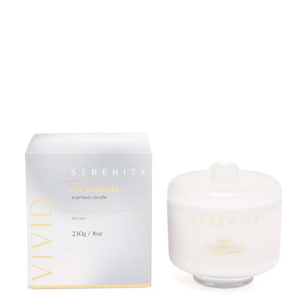 Serenity Vivid 230g Scented Soy Wax Candle Home Decor Fragrance Ripe Raspberries