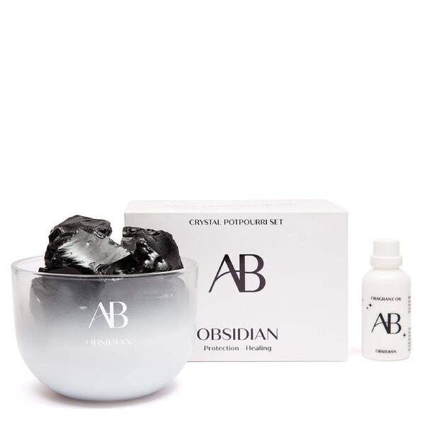 3pc Aromabotanical Crystal 50ml Potpourri & Oil Scented Fragrance Set Obsidian