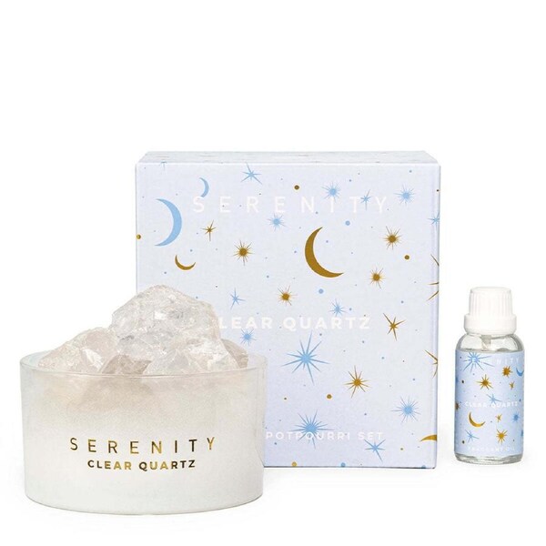 3pc Serenity Crystal 50ml Potpourri & Oil Fragrance Set Healing & Clear Quartz