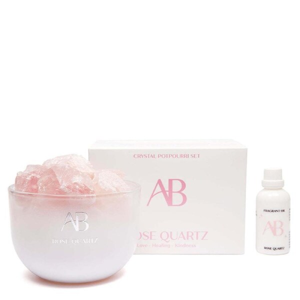 3pc Aromabotanical Crystal 50ml Potpourri & Oil Home Fragrance Set Rose Quartz