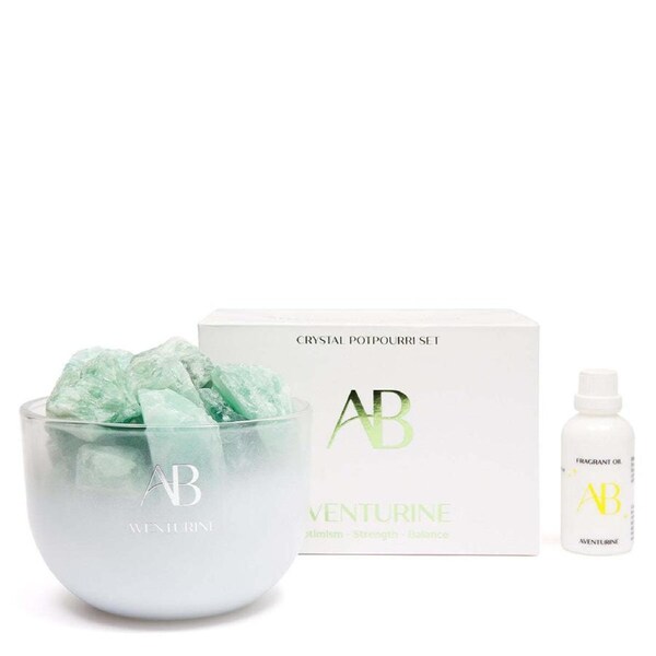 3pc Aromabotanical Crystal 50ml Potpourri & Oil Scented Fragrance Set Aventurine