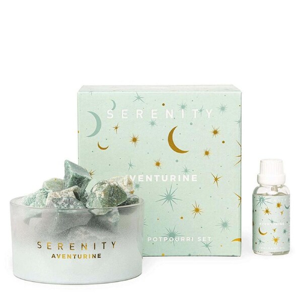 3pc Serenity Crystal 50ml Potpourri & Oil Fragrance Set Abundance & Aventurine