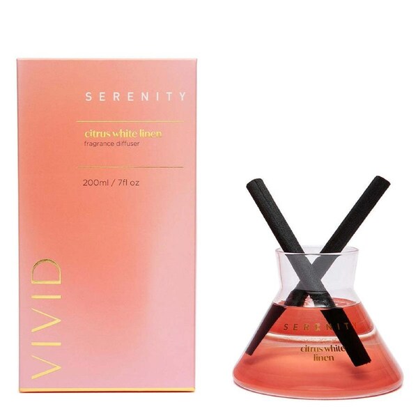 Serenity Vivid 200ml Reed Diffuser Scented Home Fragrance Citrus White Linen