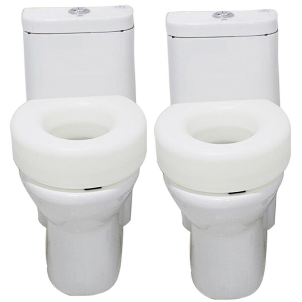 2x Portable Toilet Seat Riser Elevated Raised Cushion Increased Height 12cm Plastic for Elderly Sick Handicap Disabled