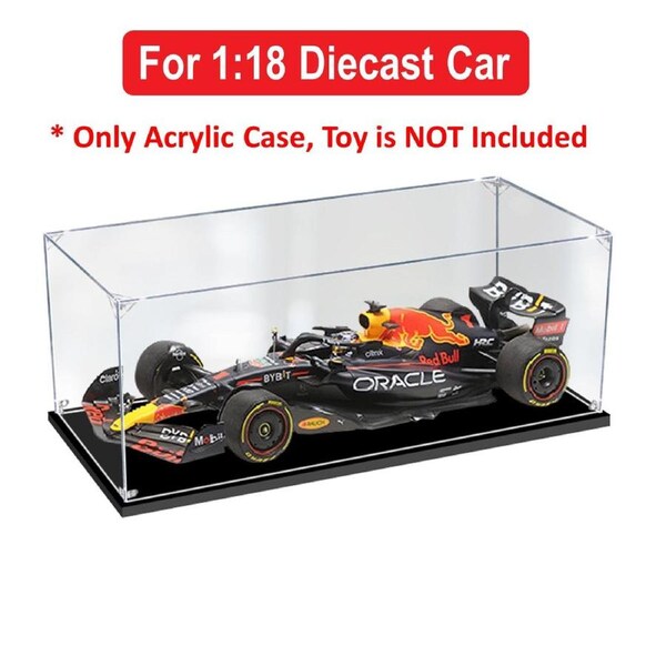 Acrylic Display Case for 1:18 MINICHAMPS F1 RED BULL RB18 WINNER 2022 MIAMI GP #1 VERSTAPPEN Diecast Car Model Figure Storage Box Dust Proof Glue Free