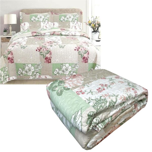 Marseille 3 Pce Lightly Quilted Polyester Cotton Coverlet Set Queen/King