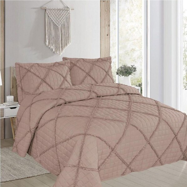 Beverley Brown 3 Pce Lightly Quilted Polyester Cotton Coverlet Set Queen