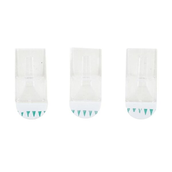 Removable Hooks Rectangle Clear Plastic 50mm x 30mm 3pk (Holding Weight 2kg)