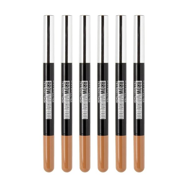 6x Maybelline Brow Natural Duo 2 in 1 Pencil and Powder Light Brown
