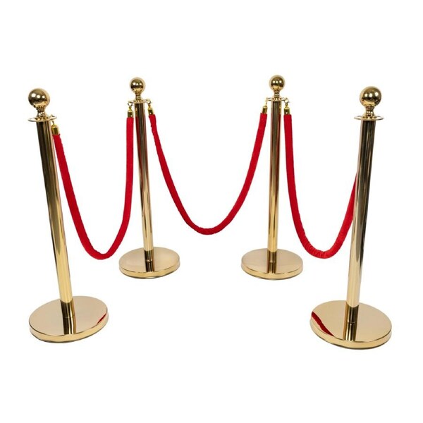 4 x Queue Barriers + 3 Ropes Exhibition Crowd Control Bollards