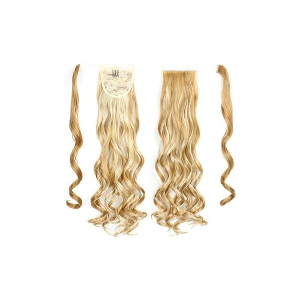 22" Blonde Hair Extension Quality Synthetic Hair Ponytail Curly Wavy Single Clip