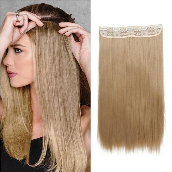 Ash Blonde High Grade Synthetic Hair Extension Clip-In Straight Hair 5 Clips 22"