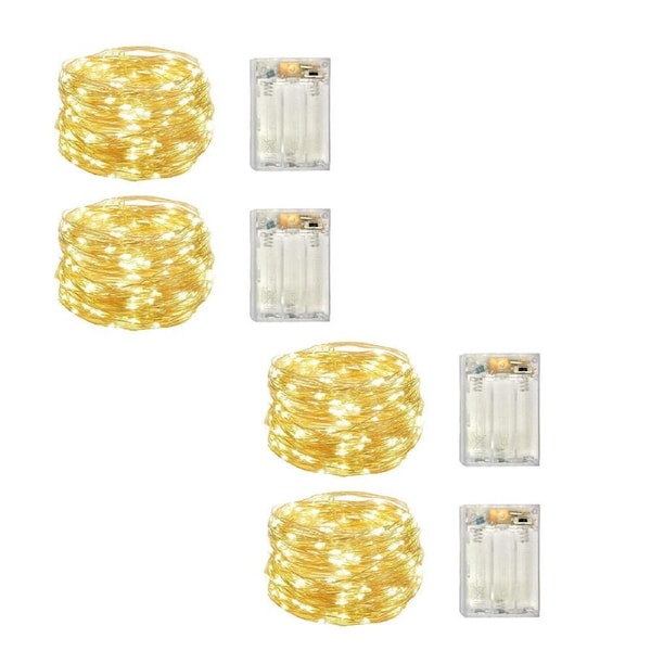 4 Pack Battery Operated String Lights Indoor LED Fairy Lights-5M -Warm White