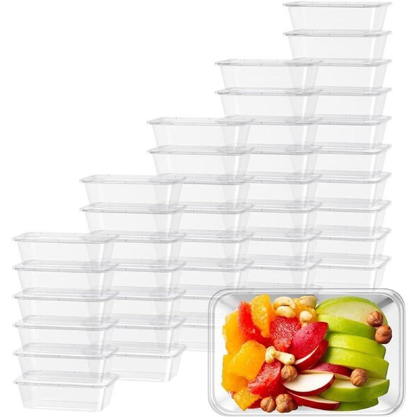 96pcs 2000ml Reusable Food Containers Plastic Meal Prep Storage w/ Lids - BPA Free (246*157*67mm)