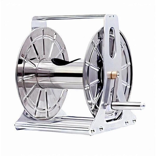 riin Large Stainless Steel Garden Hose Reel Cart Portable Hose Pipe Holder Storage Carrier Wall Mount or Stand Alone No Hose Included Size 31CM x 28CM x 36CM