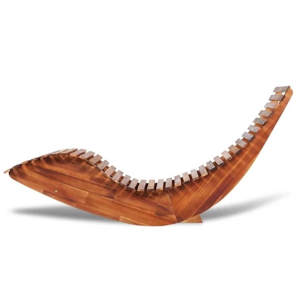 Outdoor Sun Lounger Rocking Chair Acacia Wood Pool Patio Garden Beach Sunbed