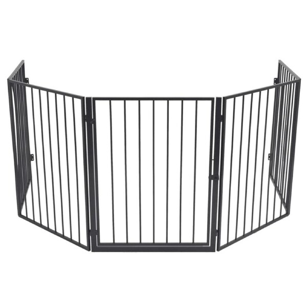 Fireplace Screen Fire Guard Safety Barrier Panel With Gate Pets Fence