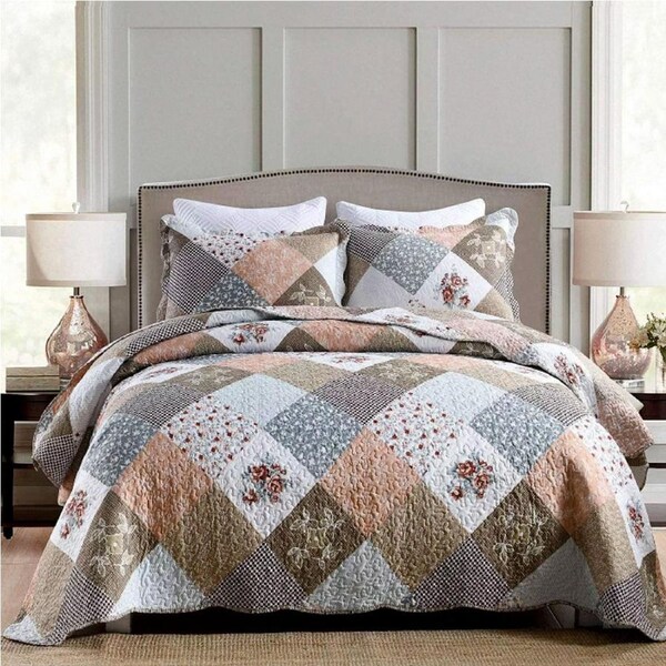 Sassari 3 Pce Lightly Quilted Polyester Coverlet Set Queen