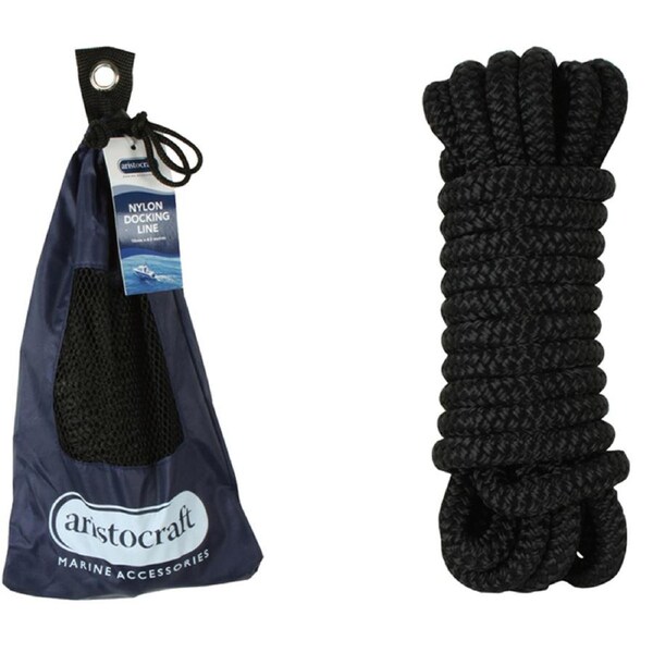 Aristocraft 4.5M/10mm Docking Line Double Braided Rope Yacht/Boat Accessory BLK