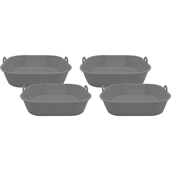4pc Innobella Reusable Non-Stick Silicone Air Fryer Liner Baking Basket Grey