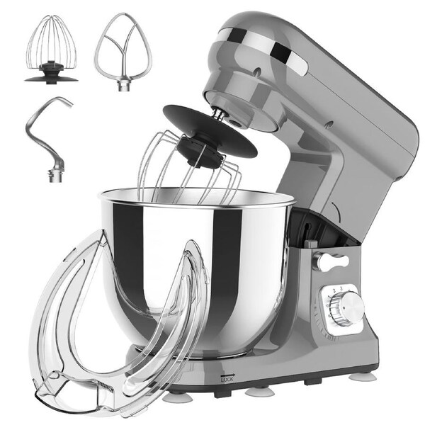 Advwin 6.5L 1400W Stand Mixer, 6-Speed Grey Electric Food Mixer