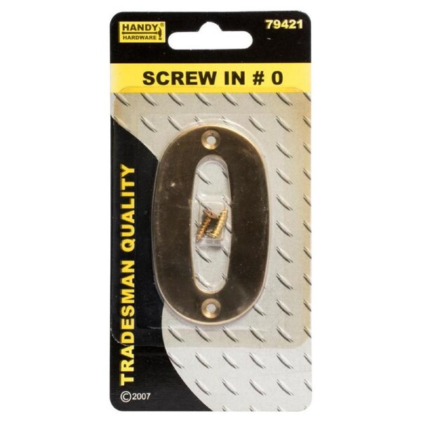 Signage Brass Screw on Number Includes 2 Screws- #0