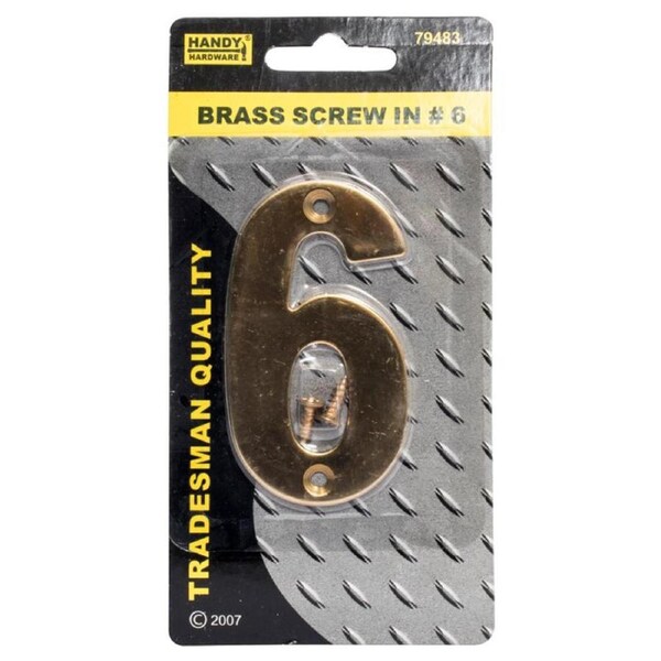 Signage Brass Screw on Number Includes 2 Screws- #6