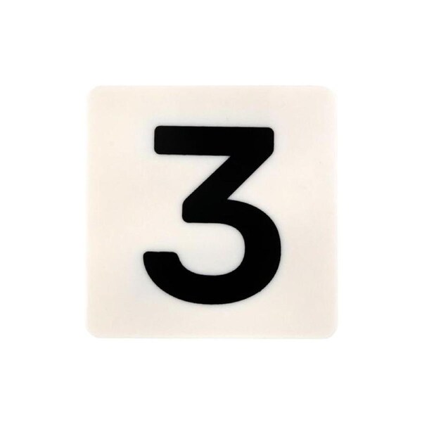 Signage Peel & Stick White PVC 55mm x 55mm - Numbers 3