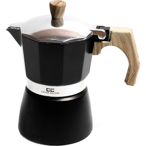 Coffee Culture 3 Cup 30ml Stove Top Short Espresso Percolator Coffee Maker Black