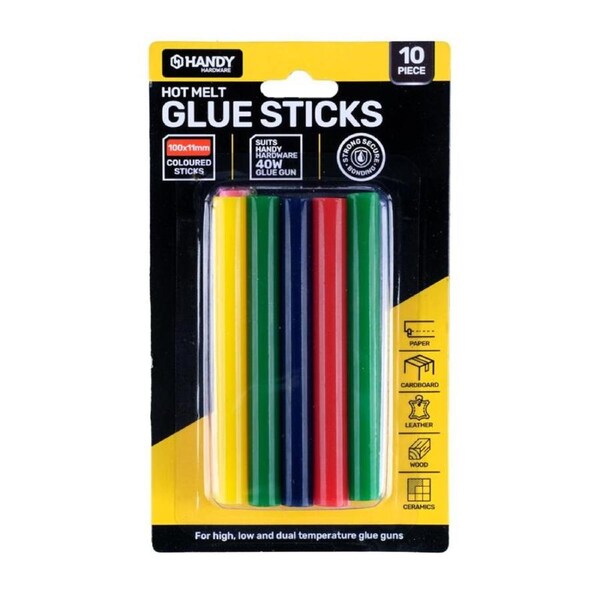 Glue Gun Hot Melt Coloured Glue Sticks 100mm x 11mm 10pc (Suitable with 40W Glue Gun)