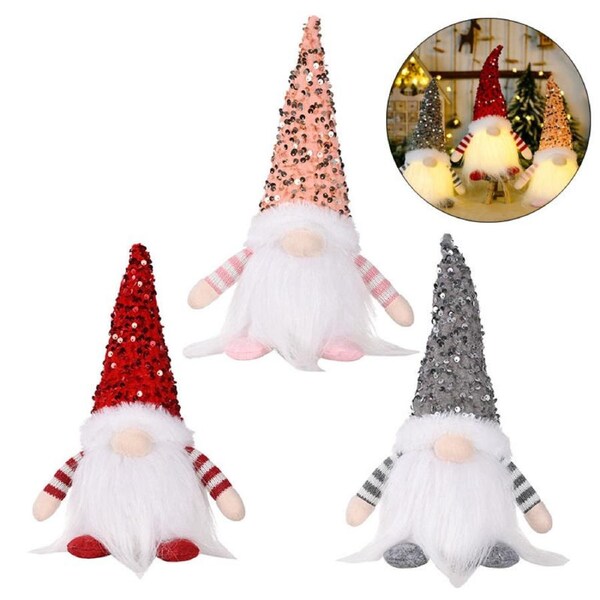 Nevenka 3Pcs Christmas LED Luminous Faceless Doll Forest Old Man Ornament