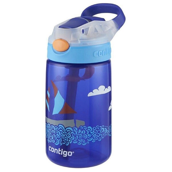 Contigo Gizmo Flip Autospout 420ml Kids Water Bottle Spill/Leak Proof Yacht Blue