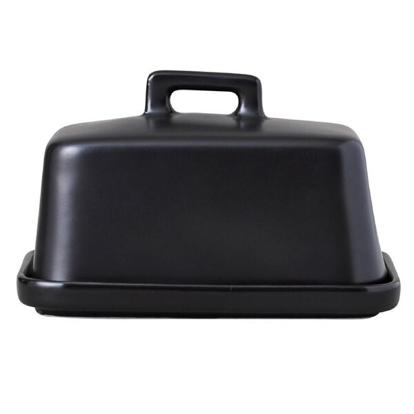 Maxwell & Williams Epicurious Porcelain 16.5cm Butter Dish Container w/Lid Black