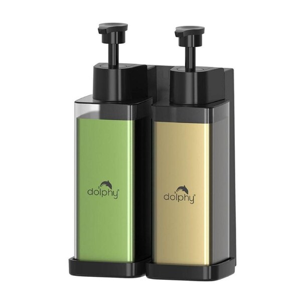 Dolphy Manual ABS Soap Dispenser 300ml (Pack of 2) - Clear - Wall Mounted, Transparent, Refillable, Space-Saving Design for Bathrooms, Kitchens & Commercial Use