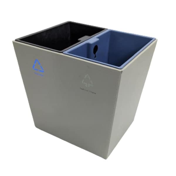 14L Gray Premium Leather Recycle Bin